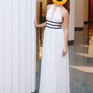 Express Deep V Long White Dress